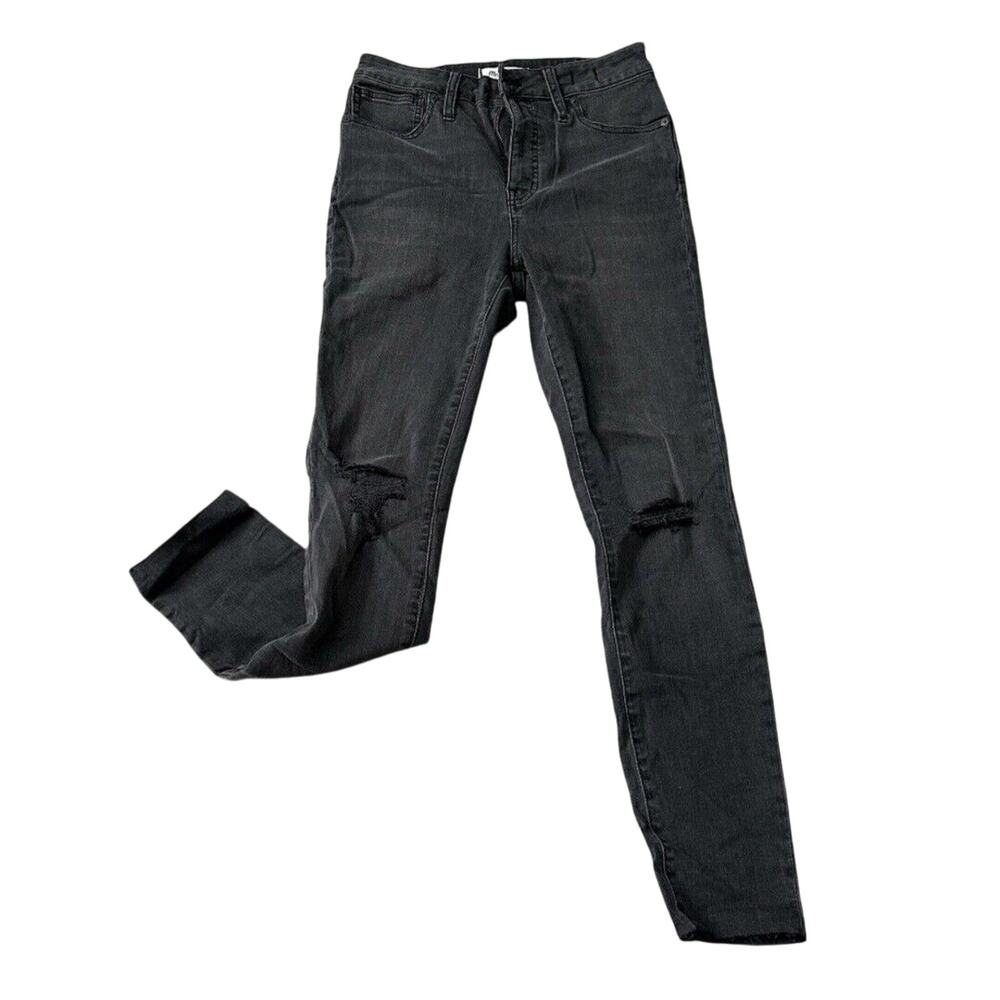 Madewell Curvy HR Skinny Jeans 25P Black Distressed Sculpt Minimal Modern Luxe